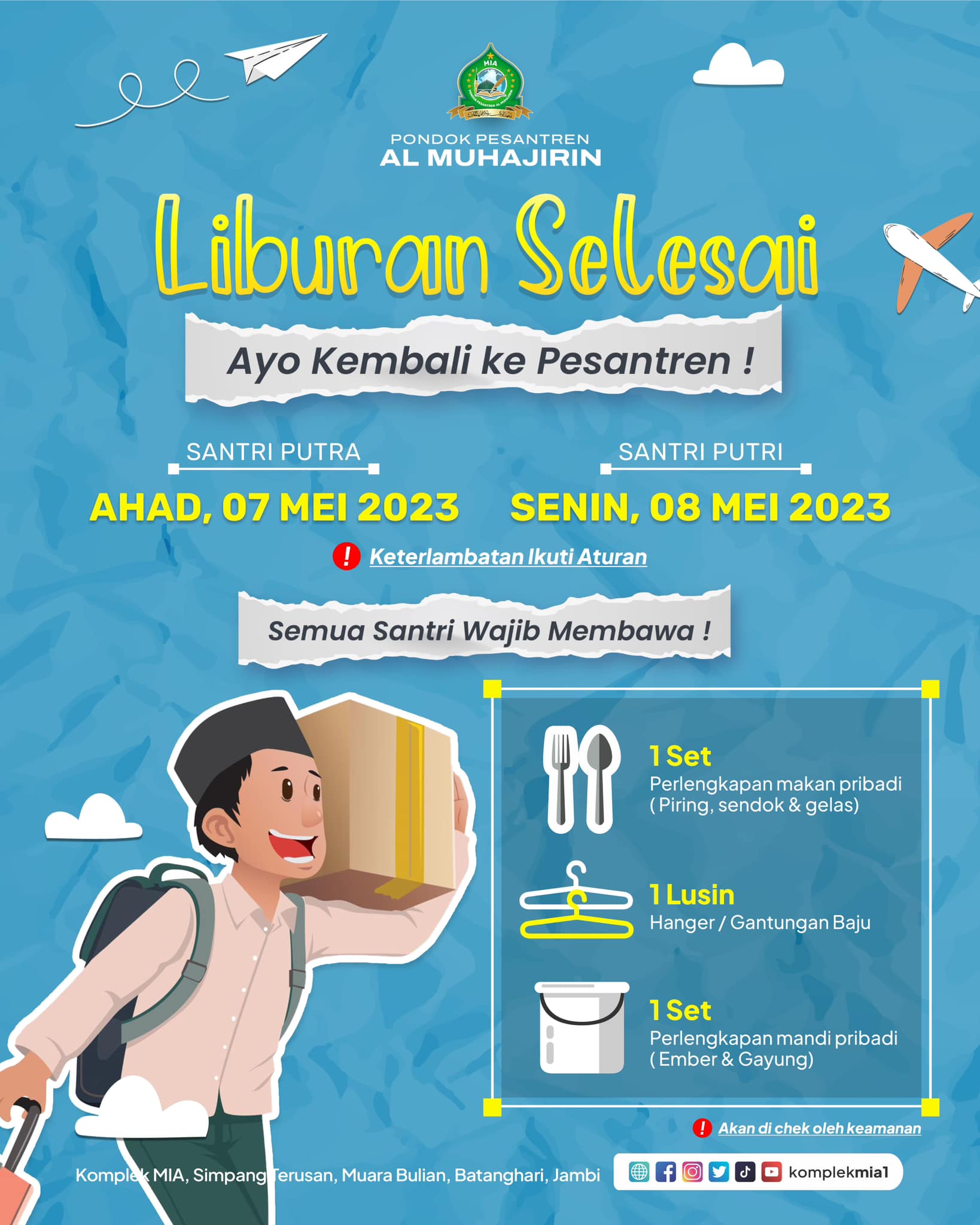 Jadwal Perpulangan Santri Pondok Pesantren Al Muhajirin 1444 H.