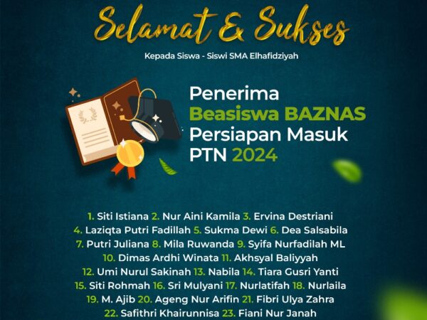 PENERIMA BIASISWA BAZNAS PERSIAPAN MASUK PTN 2024