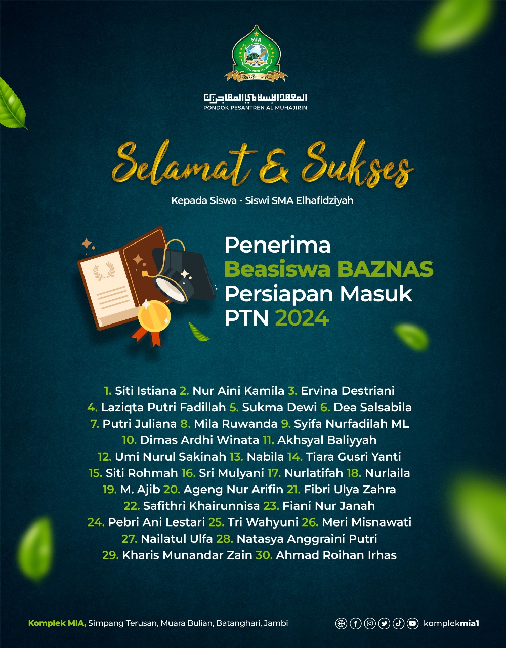 PENERIMA BIASISWA BAZNAS PERSIAPAN MASUK PTN 2024