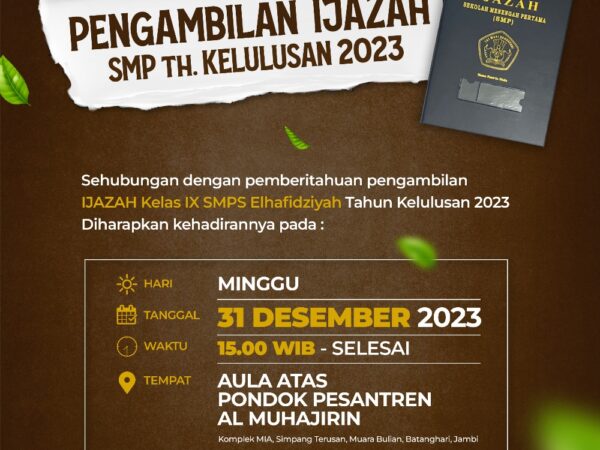 PENGAMBILAN IJAZAH SMP TAHUN KELULUSAN 2023