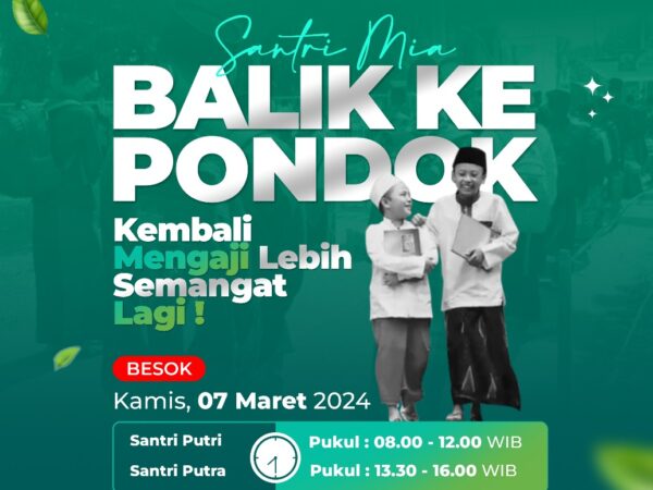 SANTRI MIA BALIK KE PONDOK