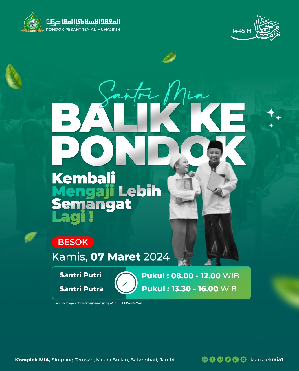 SANTRI MIA BALIK KE PONDOK